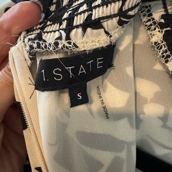 1. State Black and White Patterned Maxi Jumpsuit - Picture 3 of 3